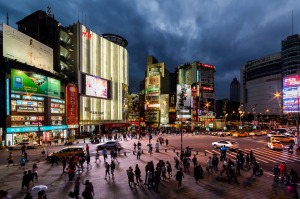 Ximen Station, Ximending, Taipei, October 2016;Taken from level 2 of the Red House just after sunset. Love this area of ...