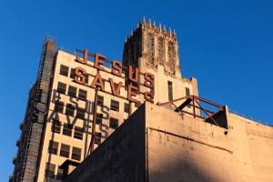 Historic signage at the Ace Hotel, downtown LA.
