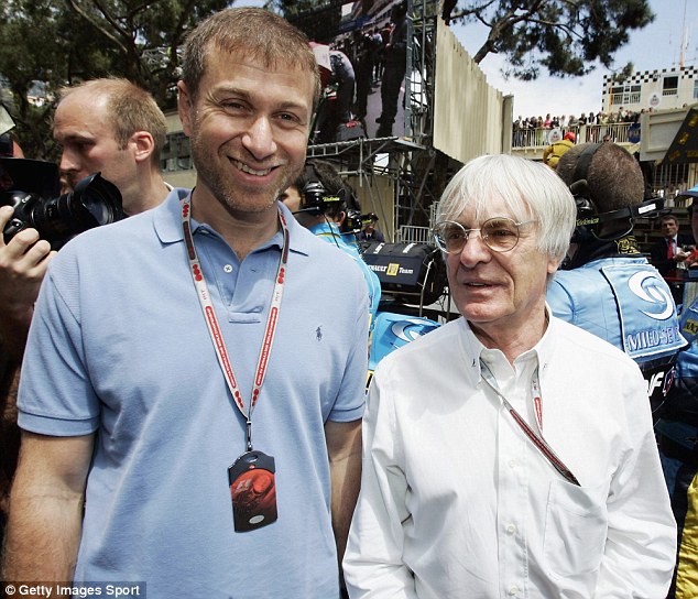 Bernie Ecclestone with Chelsea FC owner Roman Abramovich on the grid prior to the Monaco F1 Grand Prix in 2004 