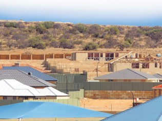 House roofs under construction.