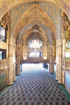 The original 1927 theatre at the Ace Hotel is a phantasmagoria of gilt and plaster work.