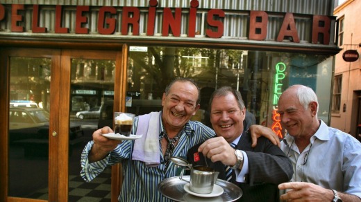 Sisto Malaspina on left and Nino Pangrazio on right co-owners of Pelligrini show Lord Major Robert Doyle the finer ...
