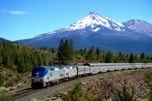 An abundance of spectacular views, including this one of Mount Shasta, are on offer for passengers travelling on the ...