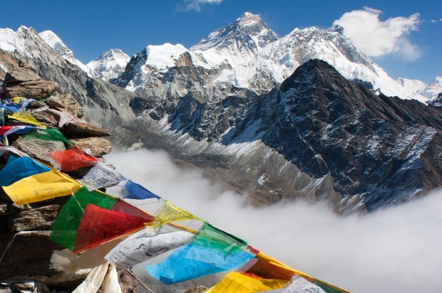 View of Everest from Gokyo Ri on the way to Everest base camp.
