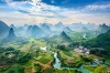 Li River and Karst mountains near Yangshuo County, Guangxi Province, China.