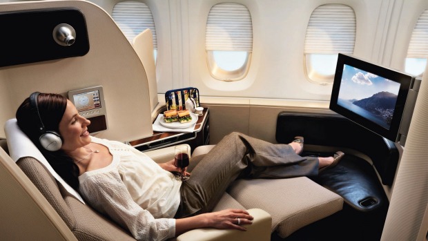 ON BOARD THE QANTAS A380: First class on board the Qantas 380.
