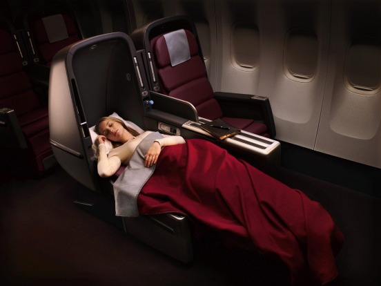 Skybed in Business Class, Qantas A380.