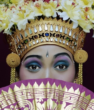 Rainbow colours: A traditional dancer in Bali.