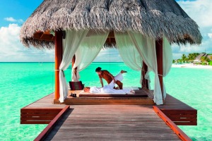 Anantara Dhigu Resort & Spa, Maldives: Massage with a sea view.