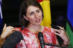 SYDNEY, AUSTRALIA - JANUARY 26: NSW Gladys Berejiklian delivers a speech at the Western Sydney Australia Day Community ...