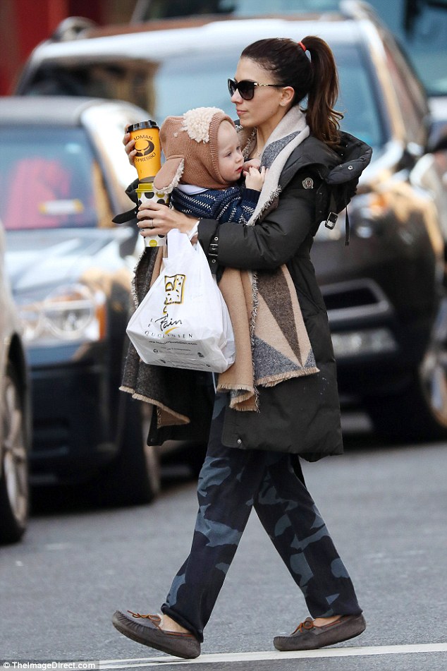 Balancing act! Hilaria Baldwin stepped out on Sunday in New York City for a full errand run, all while holding on to her one-year-old son, Rafael