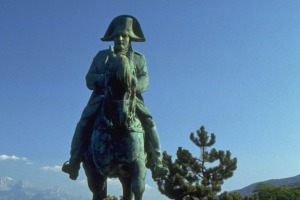 Napoleon Bonaparte stands guard over Laffrey, nestled in an alpine valley. 