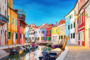Colourful houses abound on the Venetian island of Burano in Italy.