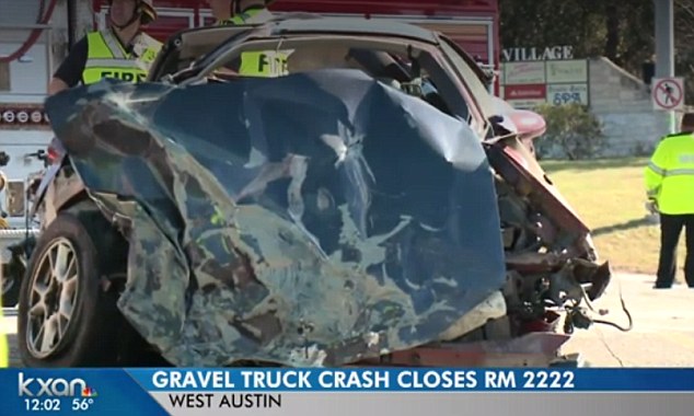 Damage: Three other vehicles, including this car, were involved in the crash in Austin on Friday 