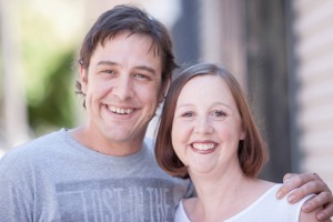 Samuel Johnson with his sister Connie, who is aiming to break the world record for longest line of five cent coins - ...