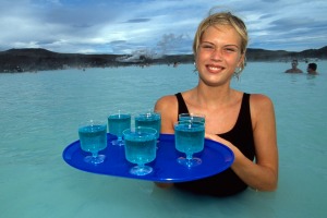 Blue lagoons at the Blue Lagoon in Iceland.