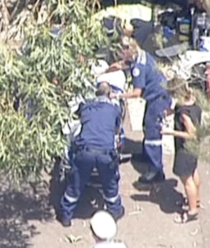 Emergency workers attend to students at Heathcote High