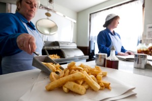An traditional fish and chip shop at the Black Country Living Museum.