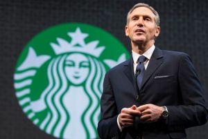 Chief executive Howard Schultz said Starbucks was developing plans to hire 10,000 refugees.