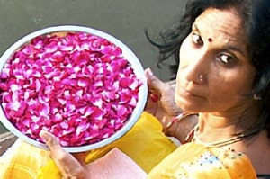Moveable feast ... flower offering at Varanasi.