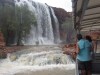 Water flowing at Homestead Falls at Lake Argyle. Picture: Lake Argyle Cruises.