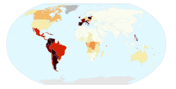 Distribution of Catholics around the world