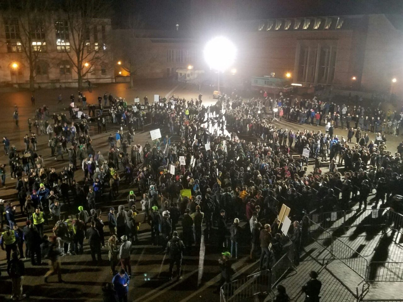 Anarchists and fascists clash at UW's Kane Hall. 