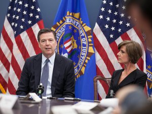 FBI Director James Comey, joined by Deputy Attorney General Sally Yates, addresses members of the media during a press briefing held June 13, 2016 at FBI Headquarters regarding the recent mass shooting at nightclub in Orlando, Florida, United States of America