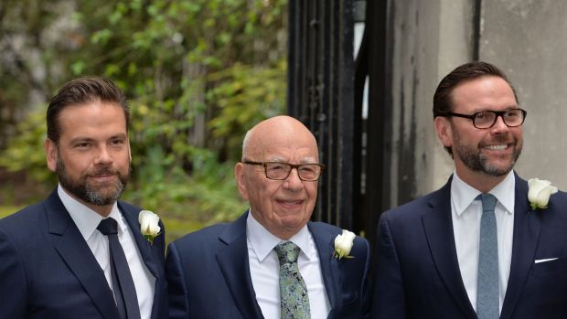 Rupert Murdoch with his sons Lachlan (left) and James.