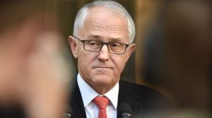 Malcolm Turnbull, Australia's prime minister, listens during a news conference at Parliament House in Canberra, ...