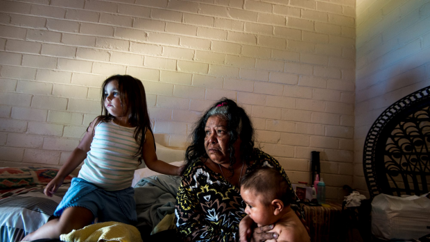 Donna Mobourne with her grandchildren Sibella and Alfie. 