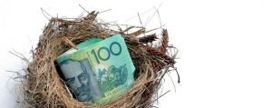 Savings nest egg concept. Click to see more... Australian 100 dollar bill in nest.