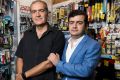 Sam and Naser Dastyari in Sam's dad's shop, King of Knives, Queen Victoria Building, Sydney.