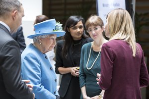 File - Queen Elizabeth II visiting the UK Home Office headquarters in London, England, 2015.