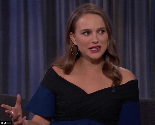 Yummy: Natalie Portman said she loads up on food before heading out for the night when she stopped by Jimmy Kimmel Live on Monday