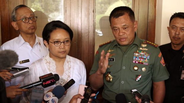 Indonesian Foreign Minister Retno Marsudi, second from left, had demanded that Australian authorities pursue the ...