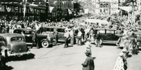 This image from the Lansing Labor Holiday shows how protesters used automobiles 