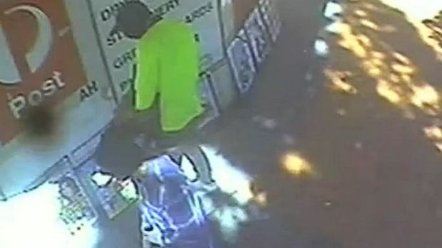 A still image of released CCTV footage of the two men before the robbery.