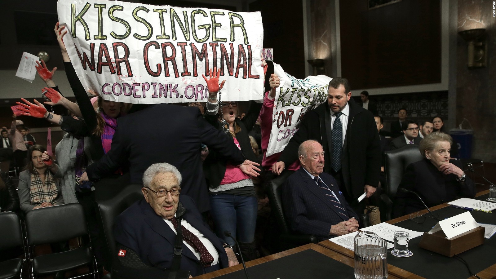 Henry Kissinger protested by Code Pink