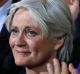Penelope Fillon, wife of conservative presidential candidate Francois Fillon, right, reacts during a campaign meeting in ...
