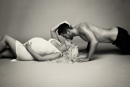 Aguilera, 33, is expecting a daughter with fiancÃ© Matt Rutler, who appeared in a photo with her in the shoot.