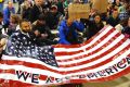 A demonstration against Donald Trump's executive order on immigration at Seattle-Tacoma International Airport.