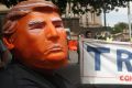 A pro-Donald Trump supporter protests in Melbourne last week.