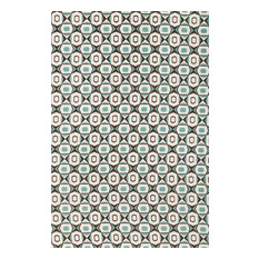 Akin & Suri - Derin Printed Fabric, Duck Egg Blue and Chocolate Brown - Fabric