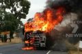 The truck near Craigeburn bursts into flames. 