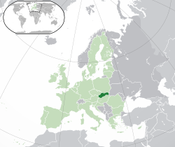 Location of  Slovakia  (dark green)– in Europe  (green & dark grey)– in the European Union  (green)  –  [Legend]