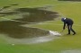 A flooded Queens Park cricket ground less than 24 hours before the Otago-Auckland cricket game was played at the venue.