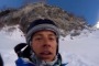 Devin Stratton turned his camera around and said 'Thank you' after skiing over a cliff.