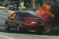 A car has gone up in flames on Blunder Road, Durack.