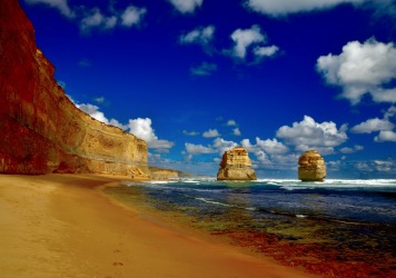 The 12 Apostles on the beach.